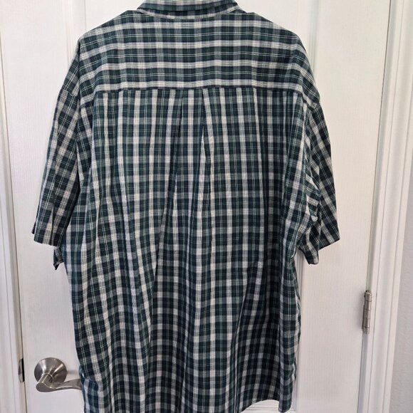 Van Heusen Men's Wrinkle-Free Green Plaid Button-Up Short Sleeve Shirt XXL - Picture 2 of 6